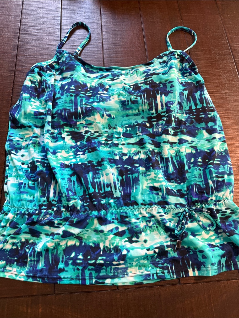 Blue & Teal Watercolor Print Tankini Top size 16